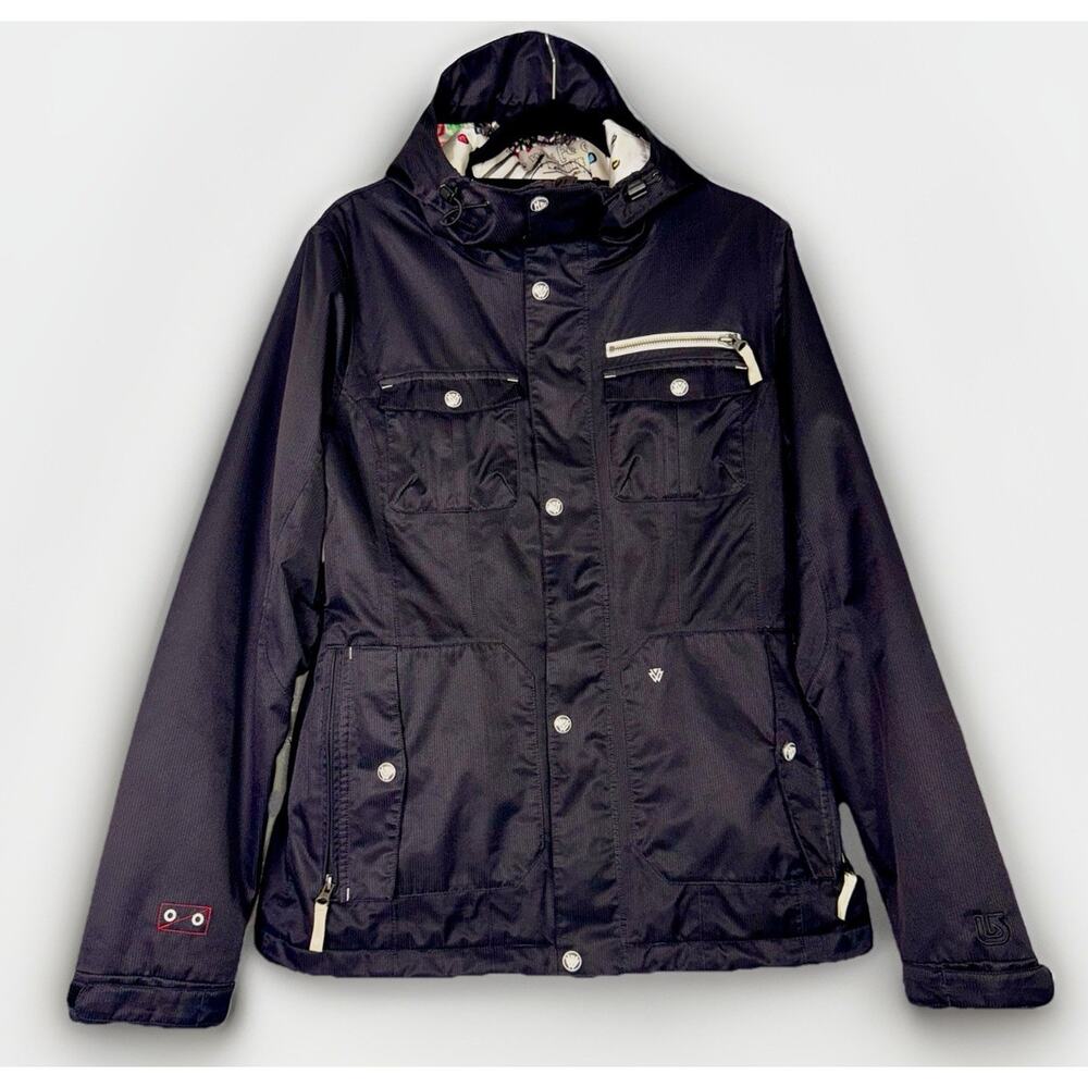 Burton White Collection Women 9/Medium Black Jacket Dry ride Snowboard‎ Graffiti